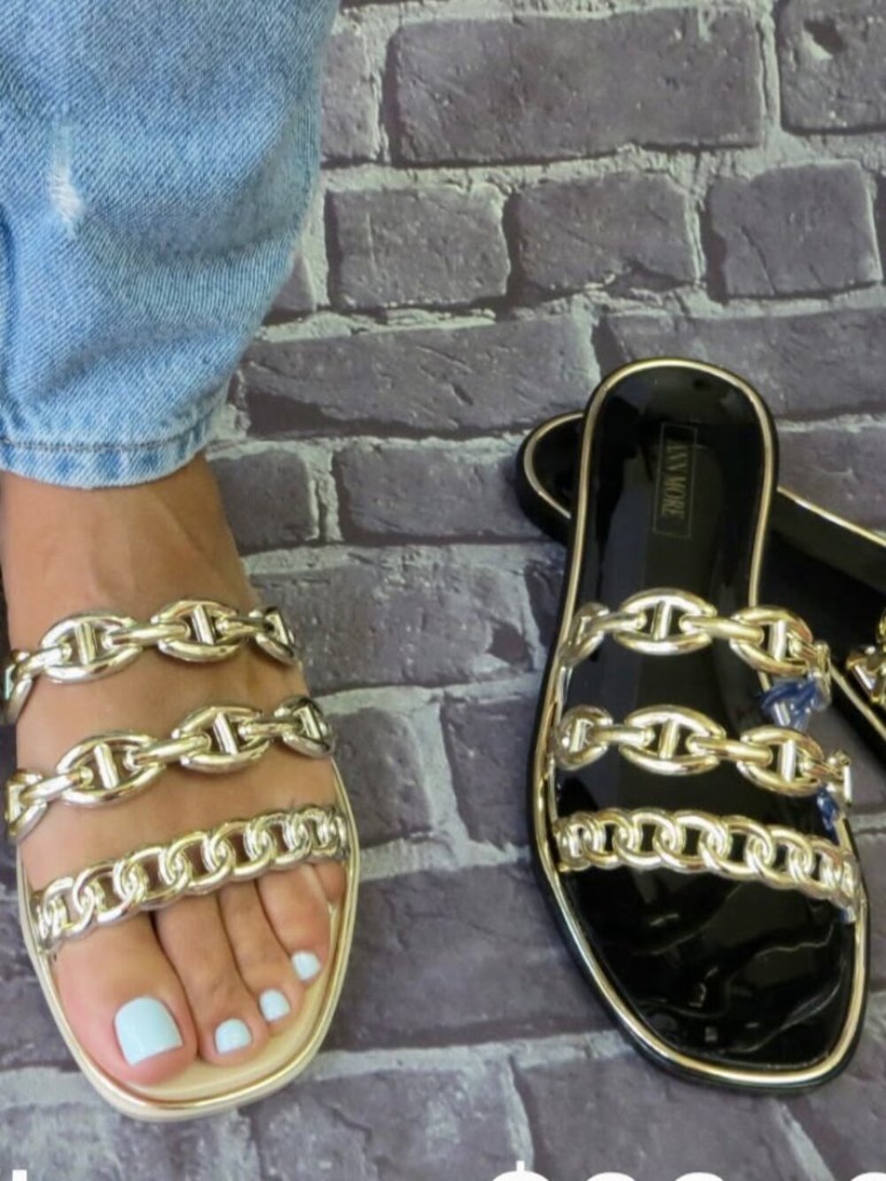 Women’s Gold Chain Strap Jelly Slide Sandals